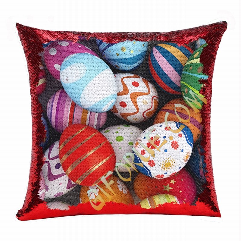 Easter Fashion Present Eggs For Women Sequin Magic Pillow - Click Image to Close