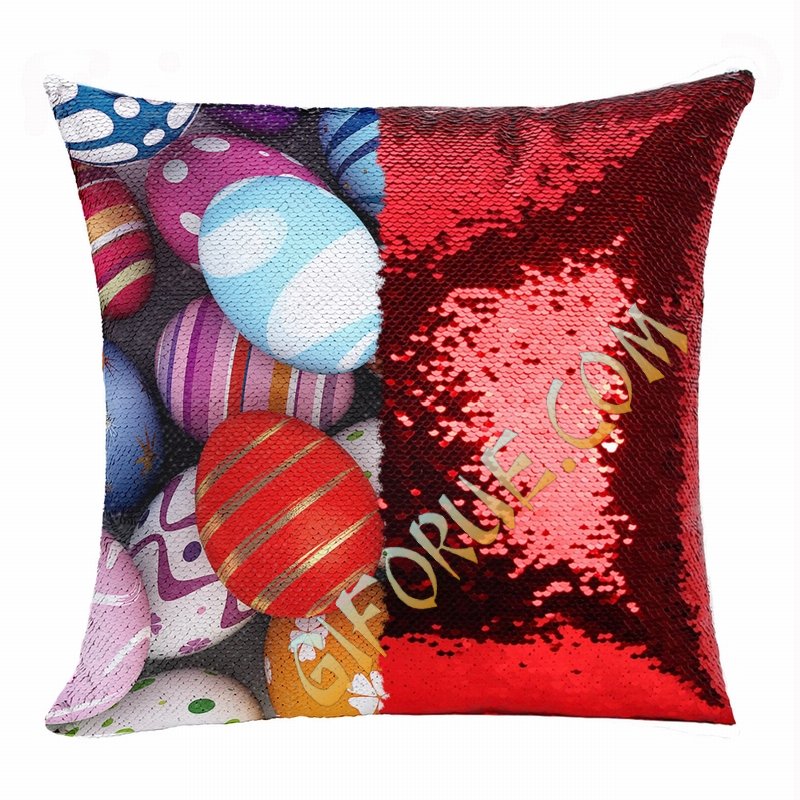 Easter Fashion Present Eggs For Women Sequin Magic Pillow - Click Image to Close