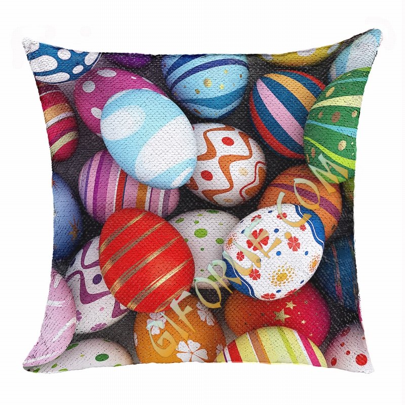 Easter Fashion Present Eggs For Women Sequin Magic Pillow - Click Image to Close
