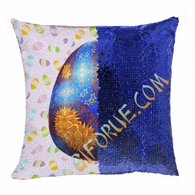 Personalized Easter New Design Gift Purple Egg Sequin Pillow - Click Image to Close