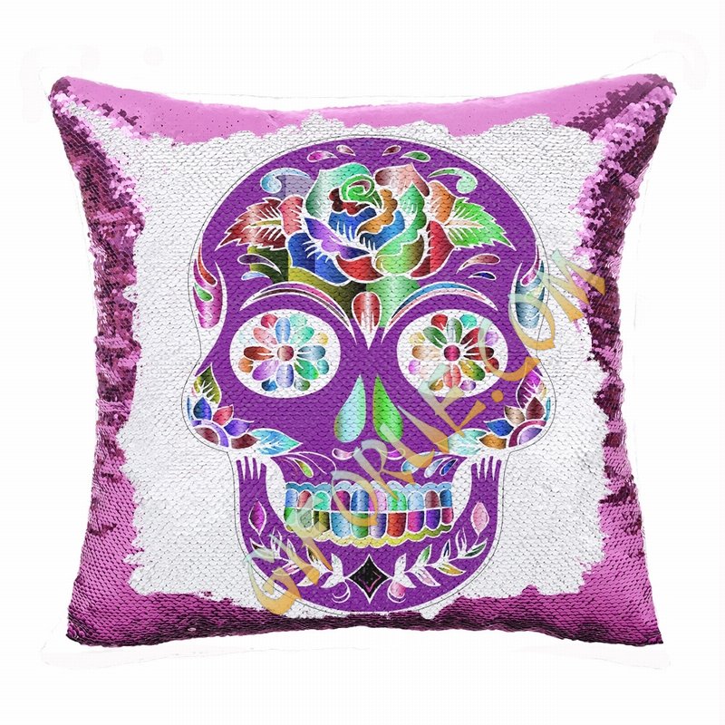 Skull Funny Personalize Photo Gift Sequin Magic Pillow - Click Image to Close