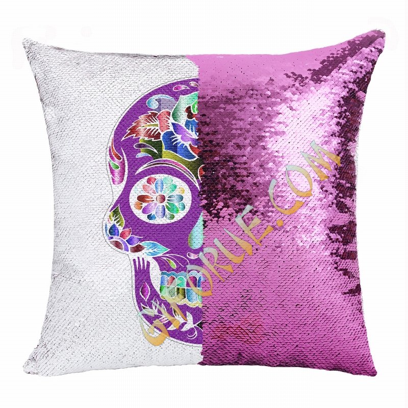 Skull Funny Personalize Photo Gift Sequin Magic Pillow - Click Image to Close