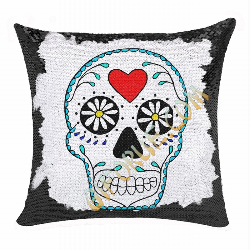 Skull Head Heart Interesting Present Personalized Gift Sequin - Click Image to Close