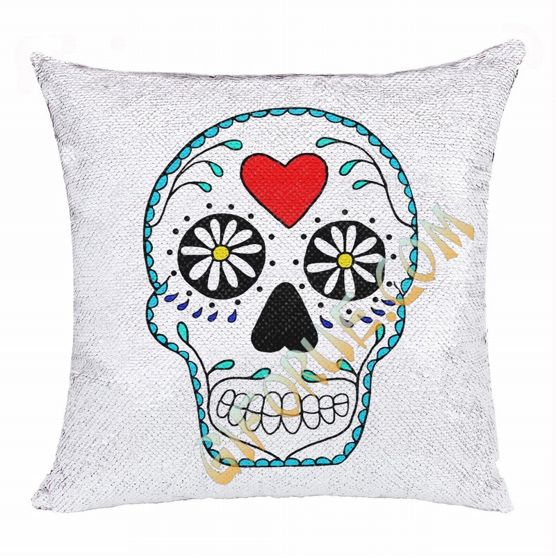 Skull Head Heart Interesting Present Personalized Gift Sequin - Click Image to Close