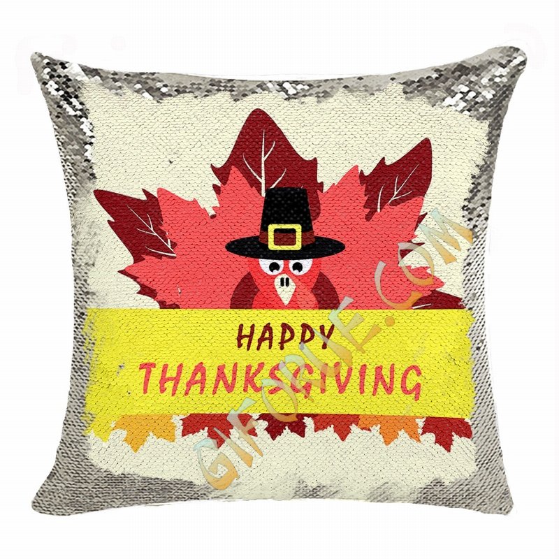 Thanksgiving Sequin Cushion Cover Perfect Personazlied Gift - Click Image to Close