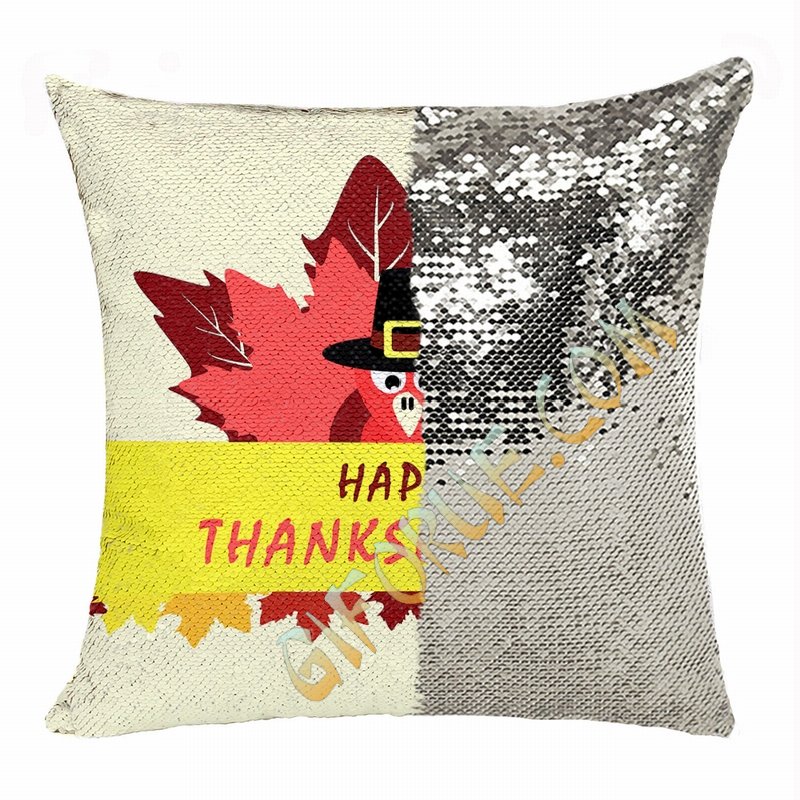 Thanksgiving Sequin Cushion Cover Perfect Personazlied Gift - Click Image to Close