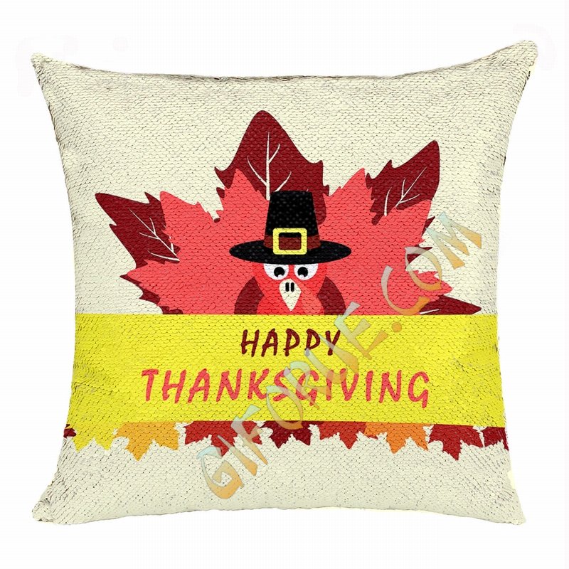 Thanksgiving Sequin Cushion Cover Perfect Personazlied Gift - Click Image to Close