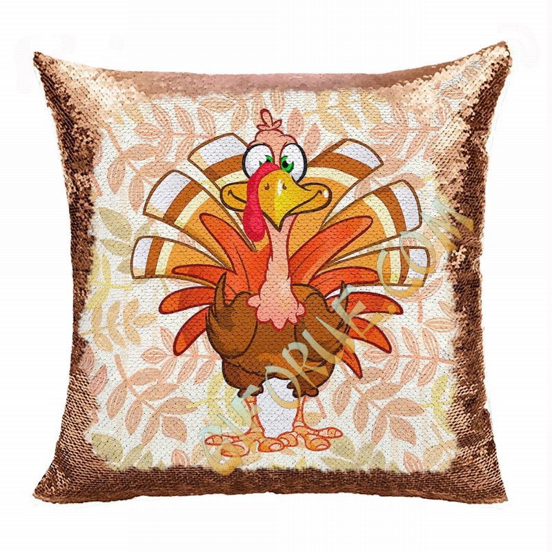 Thanksgiving Sequin Pillow Useful Personalized Present - Click Image to Close