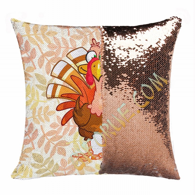 Thanksgiving Sequin Pillow Useful Personalized Present - Click Image to Close