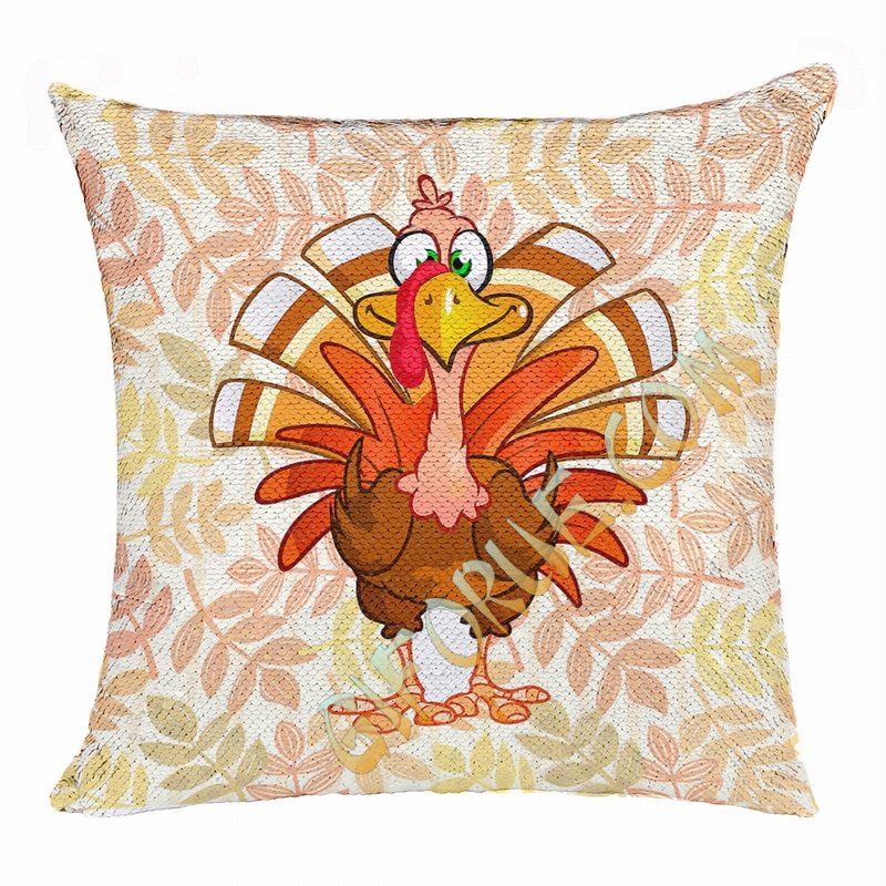 Thanksgiving Sequin Pillow Useful Personalized Present - Click Image to Close