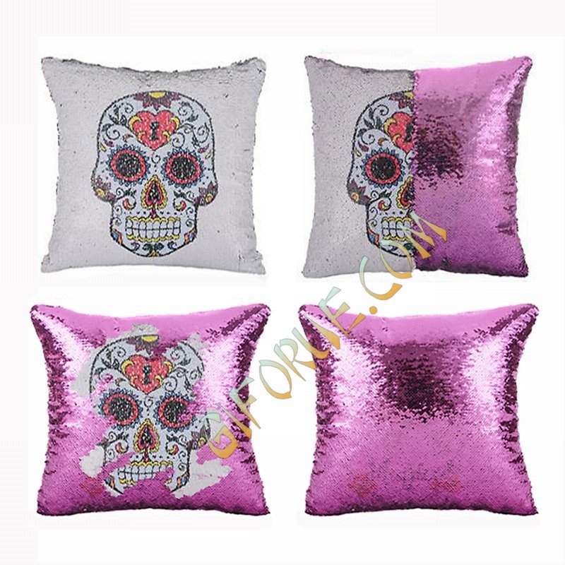 Brand New Sequin Magic Pillow Skull Fest Gift - Click Image to Close