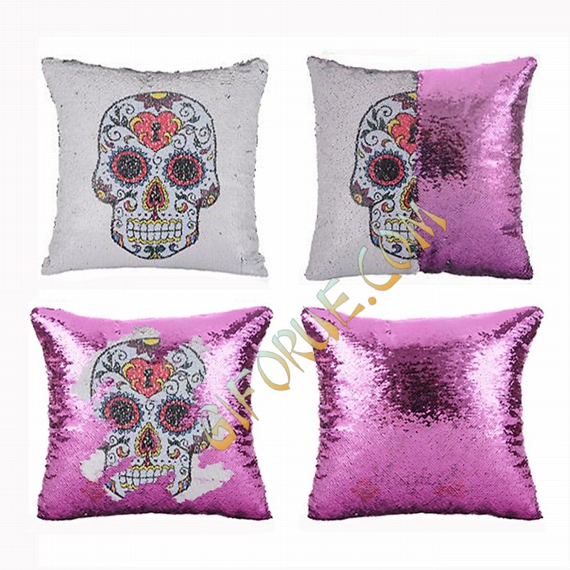 Brand New Sequin Magic Pillow Skull Fest Gift - Click Image to Close