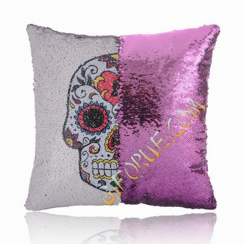 Brand New Sequin Magic Pillow Skull Fest Gift - Click Image to Close