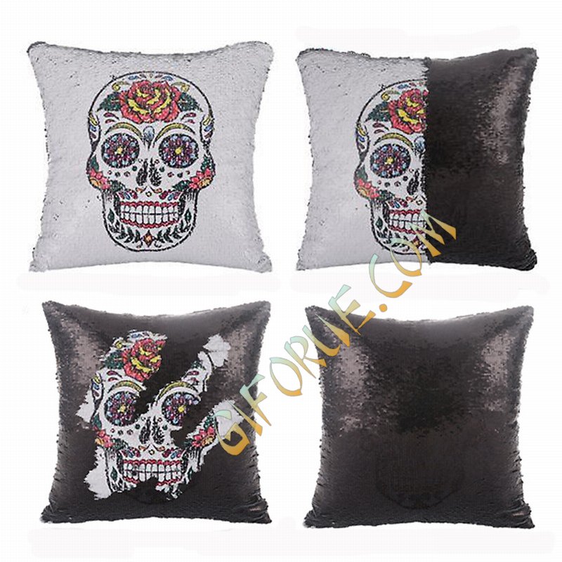 Wholesale Sequin Magic Pillow Skull Fest Gift - Click Image to Close