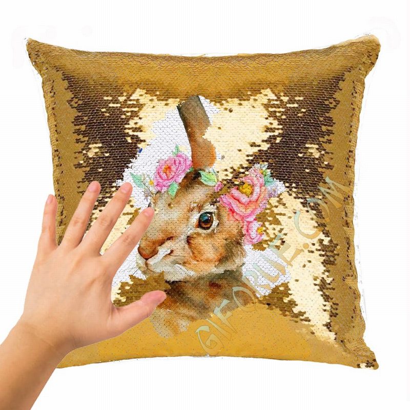 Sequin Pillow Online Happy Easter Day Bunny Gift - Click Image to Close