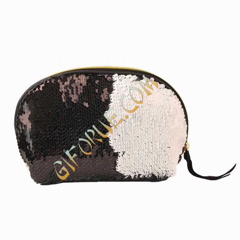 Wholesale Shine Sequin Shell Evening Bag White Black - Click Image to Close