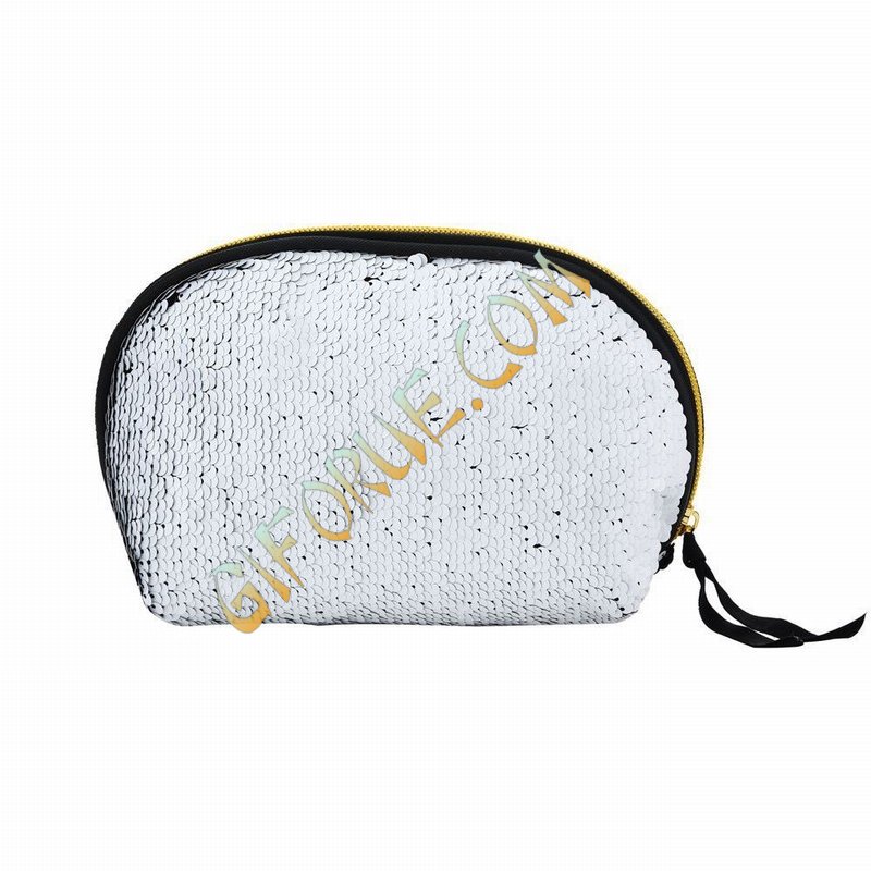 Wholesale Shine Sequin Shell Evening Bag White Black - Click Image to Close