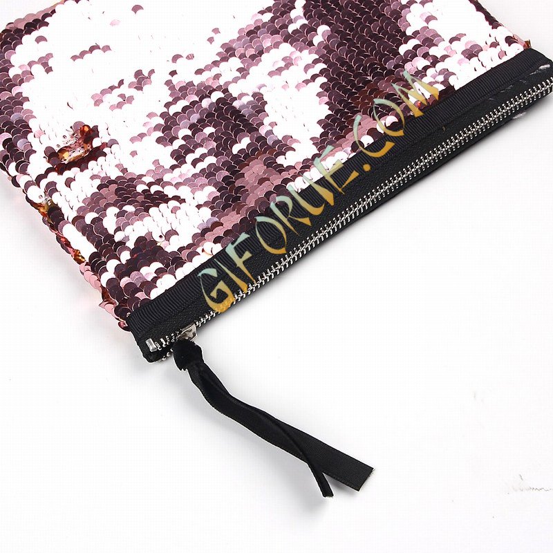 Wholesale Glitter Large Sequin Pouch Wine Gold - Click Image to Close