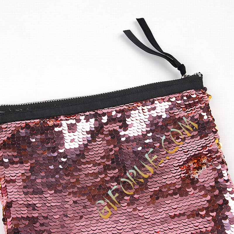 Wholesale Glitter Large Sequin Pouch Wine Gold - Click Image to Close