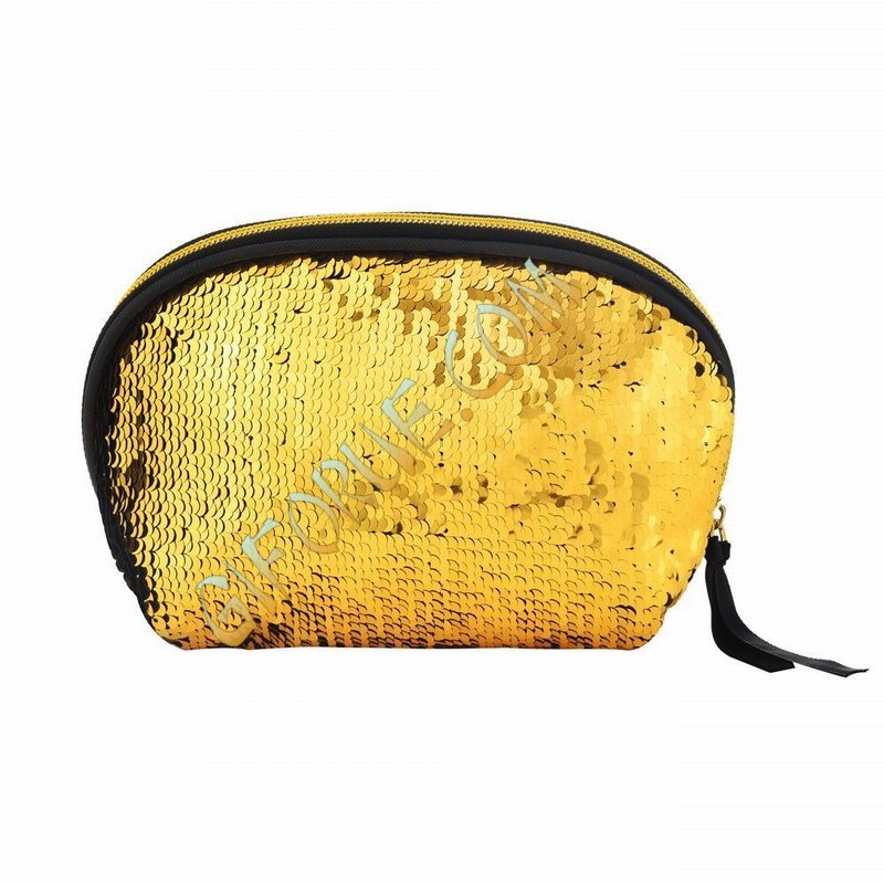 Glitter Sequin Purse Shell Sharp Black Rose Gold - Click Image to Close