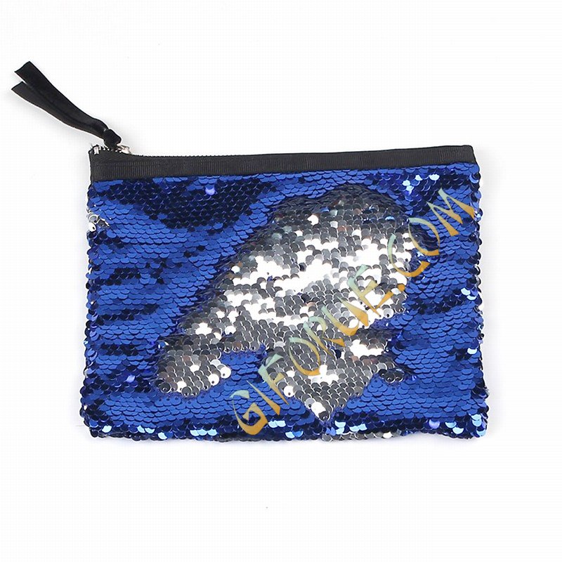 New Sequin Cosmetic Bag Online Wholesale Blue Silver - Click Image to Close