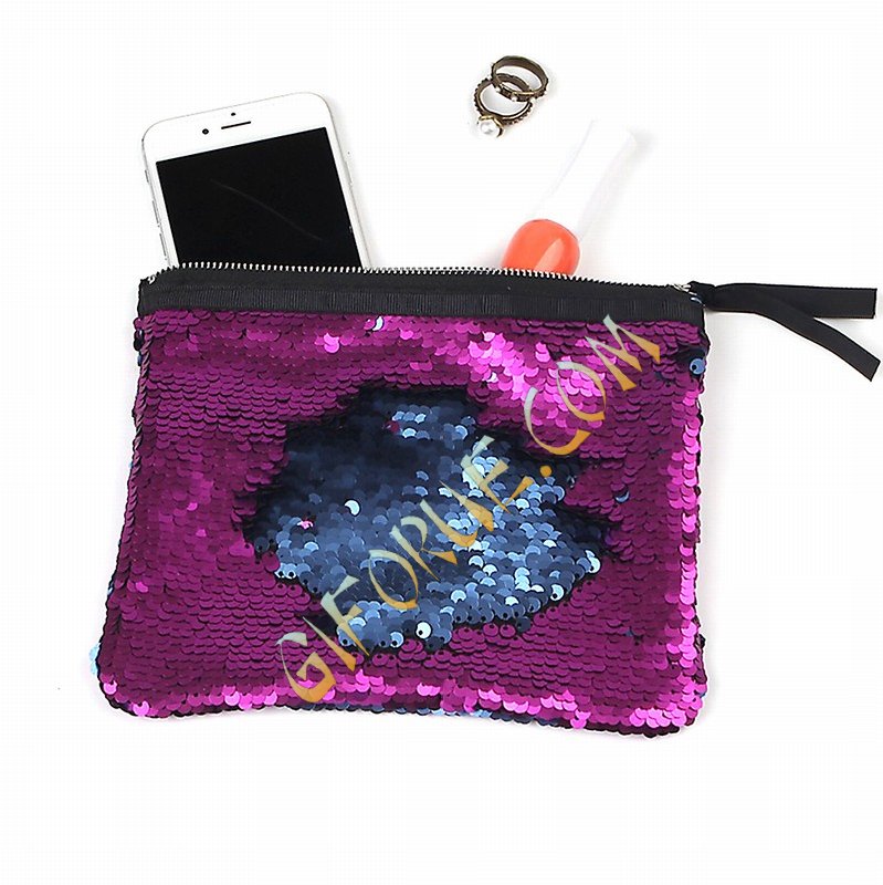 Fashion Sequin Clutch Bag Women Matte Purple Blue - Click Image to Close