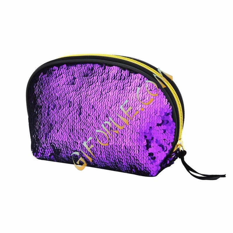 Wholesale Shell Shaped Sequin Clutch Purple Silver - Click Image to Close
