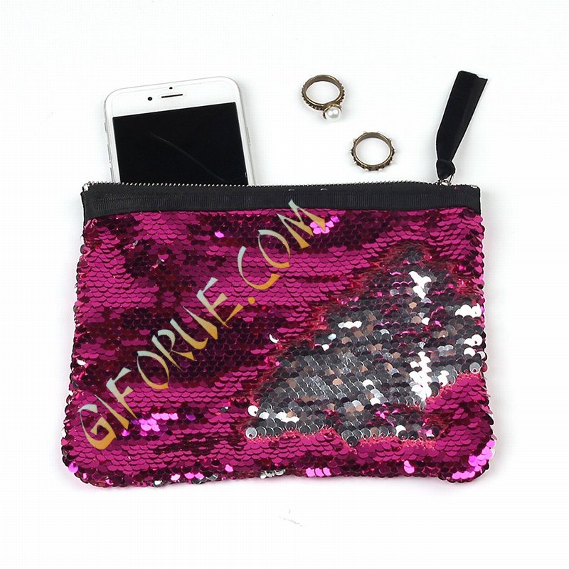 Party Favors Sequin Evening Bag Pink Silver - Click Image to Close