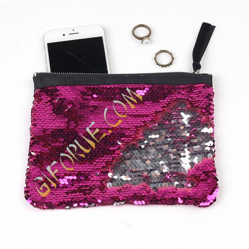 Party Favors Sequin Evening Bag Pink Silver - Click Image to Close