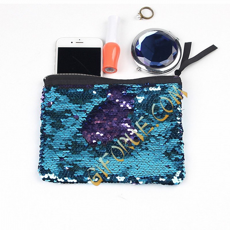 Sequins Pouch Clutch For Women Light Blue Purple - Click Image to Close