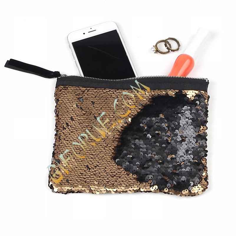 Shine Sequin Change Color Parcel Matte Gold Black - Click Image to Close