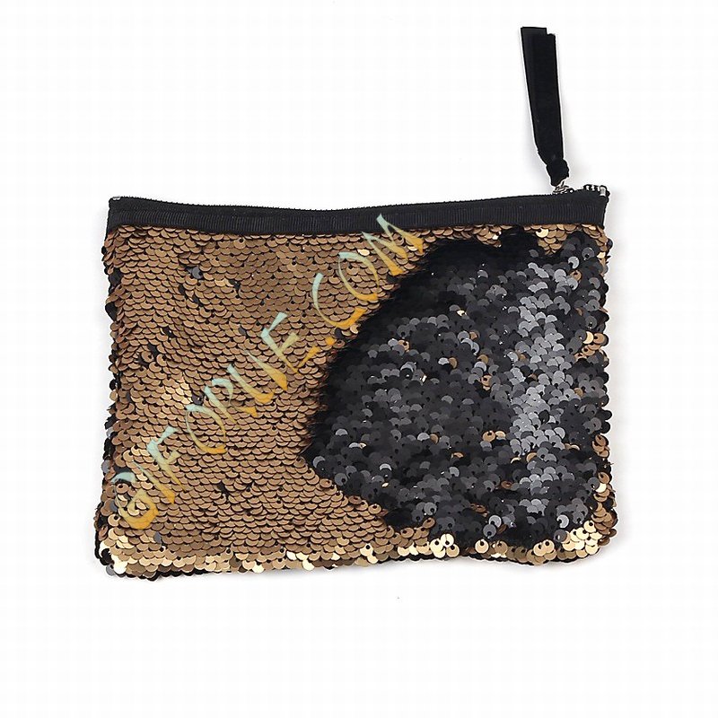 Shine Sequin Change Color Parcel Matte Gold Black - Click Image to Close