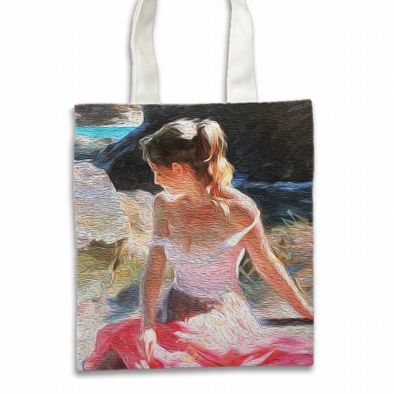 Coolest Image Cotton Reusable Bags Custom Gift Watercolor Painting - Click Image to Close