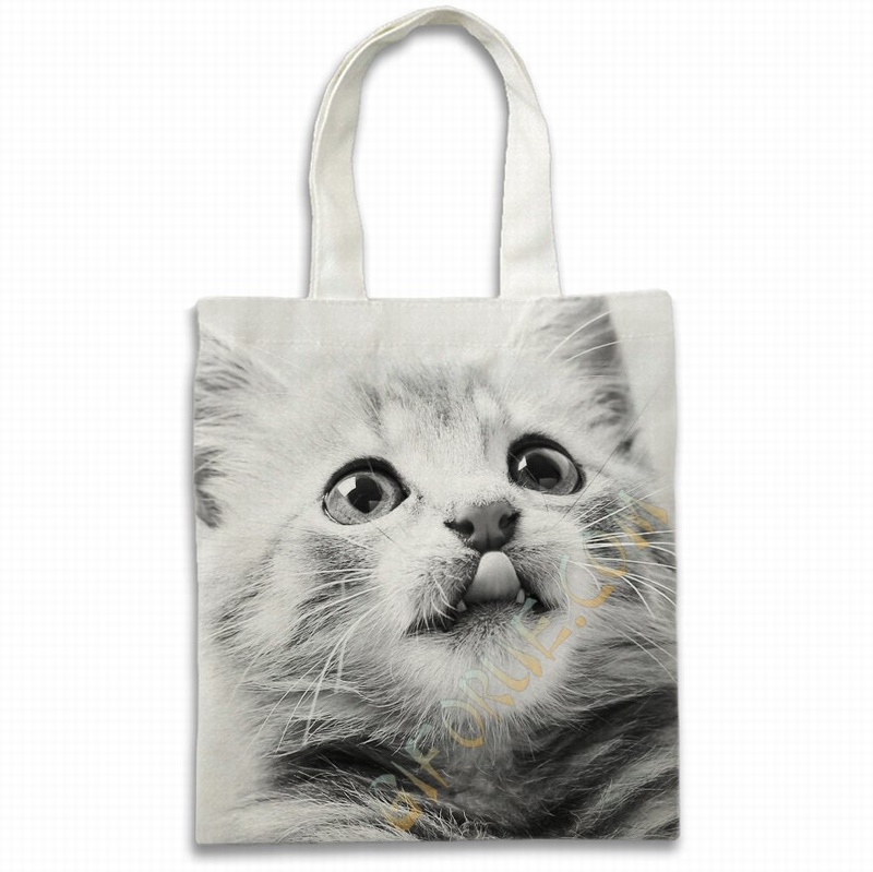 Customizable Gift Clever Cotton Reusable Bags With Cat Photo - Click Image to Close