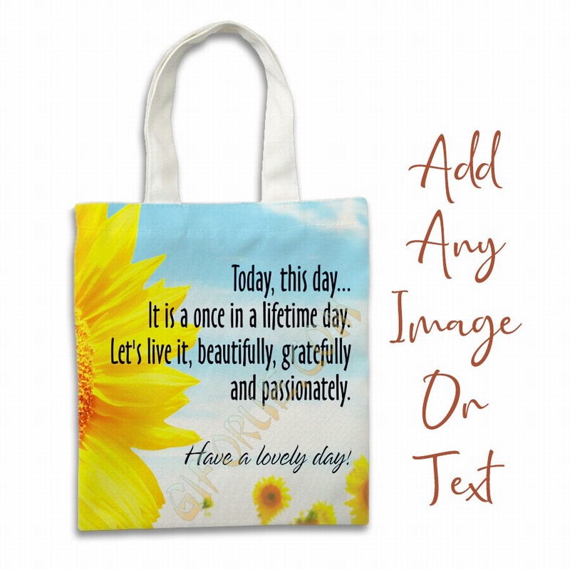 Customizable Photo Gift Useful Cotton Tote Bags For Thanksgiving - Click Image to Close