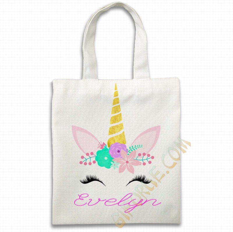 Personalized Unicorn Name Gift Most Popular Canvas Tote Bags - Click Image to Close