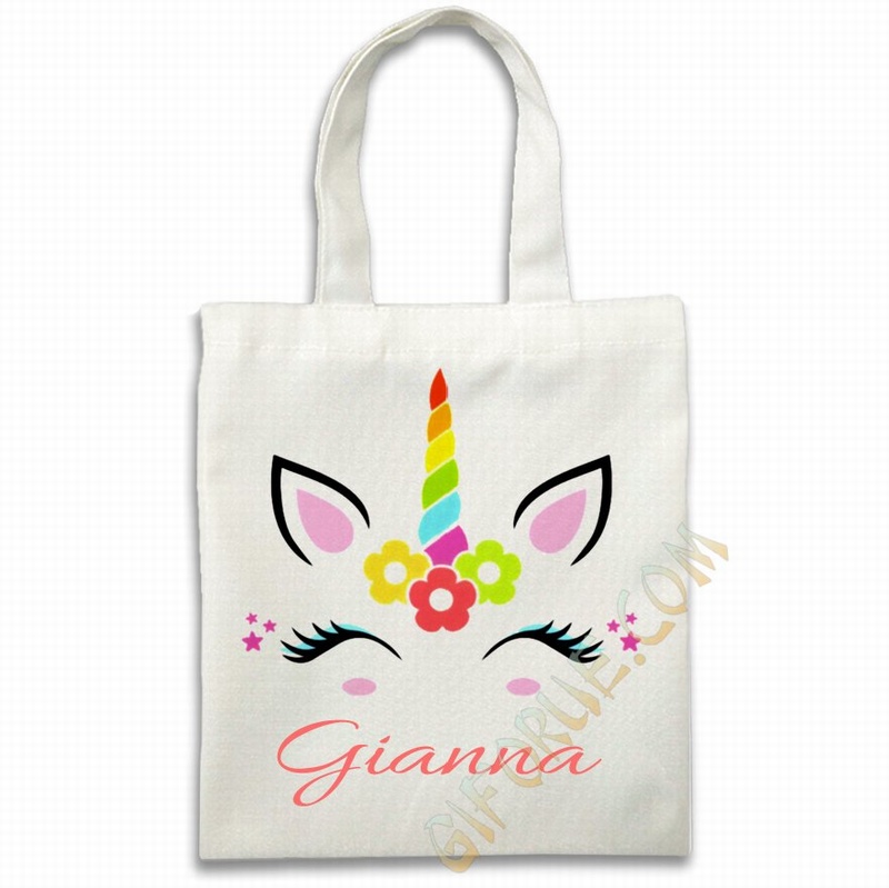 Personalized Unicorn Name Gift Most Popular Canvas Tote Bags - Click Image to Close