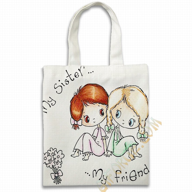 Photo High Quality Cotton Tote Bags Pop Custom-Made Sister Gift - Click Image to Close