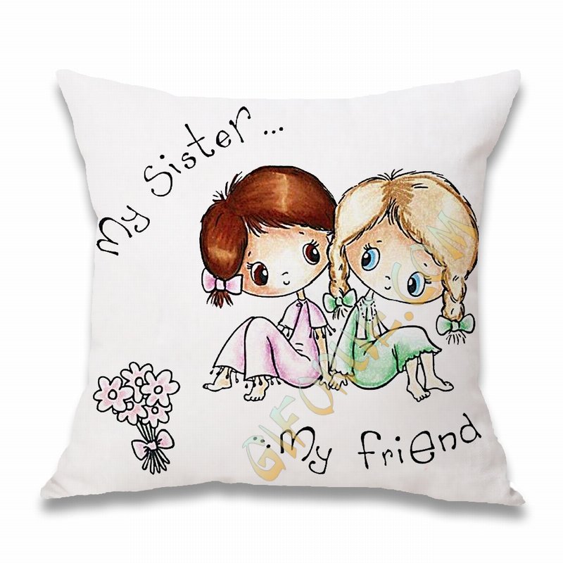 Handmade Photo Cotton Throw Pillow Customized Gift For Sister - Click Image to Close