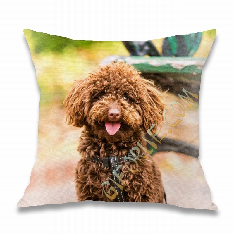 Personalised Cotton Fabric Pillow Cover With Dog Photo Cute Gift - Click Image to Close