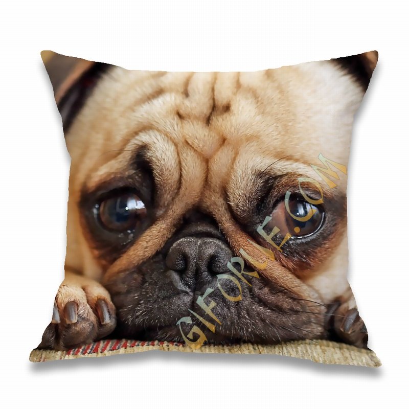Personalised Cotton Fabric Pillow Cover With Dog Photo Cute Gift - Click Image to Close