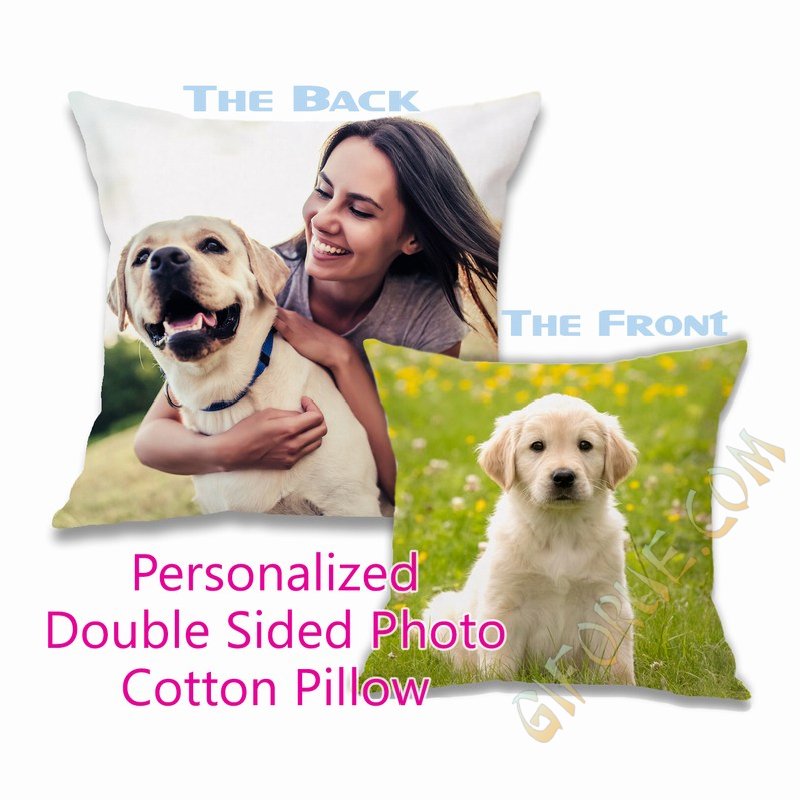 Two Sided Photo Cotton Pillow Custom Square Throw Pillow - Click Image to Close