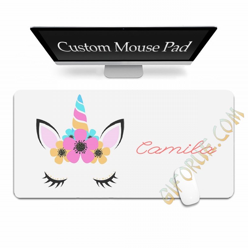 Custom Unicorn Name Mouse Pad Decoration Table Attractive Gift - Click Image to Close