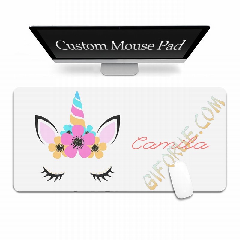 Custom Unicorn Name Mouse Pad Decoration Table Attractive Gift - Click Image to Close