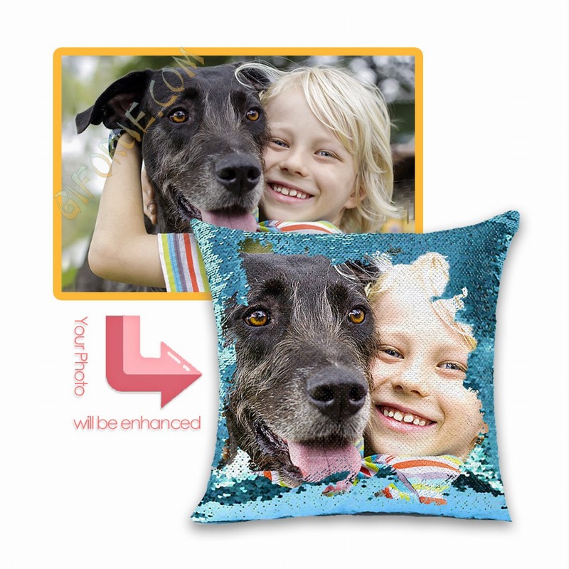 Popular Personalized Photo Sequin Magic Pillow Anniversary Gift - Click Image to Close