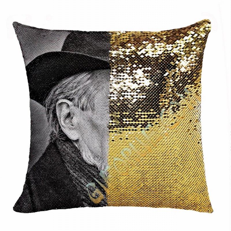 Attractive Personalized Old Men Gift Image Flip Sequin Pillow - Click Image to Close