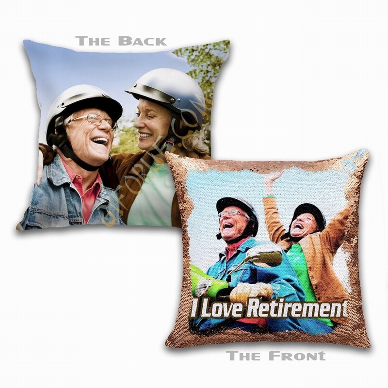 Best Retirement Gift Personalised Image Double Sided Sequin Pillow - Click Image to Close