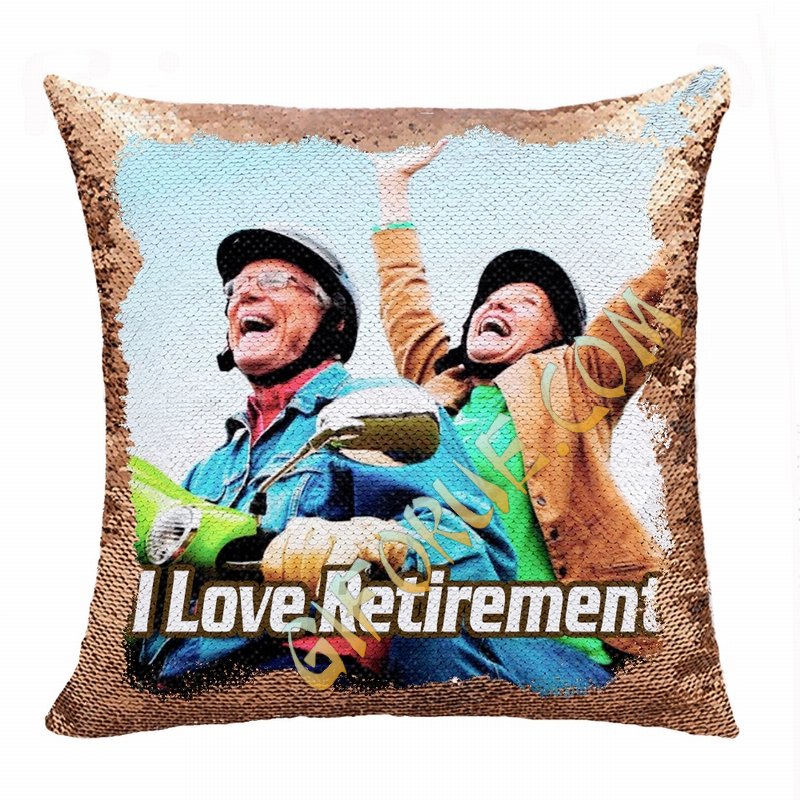 Best Retirement Gift Personalised Image Double Sided Sequin Pillow - Click Image to Close