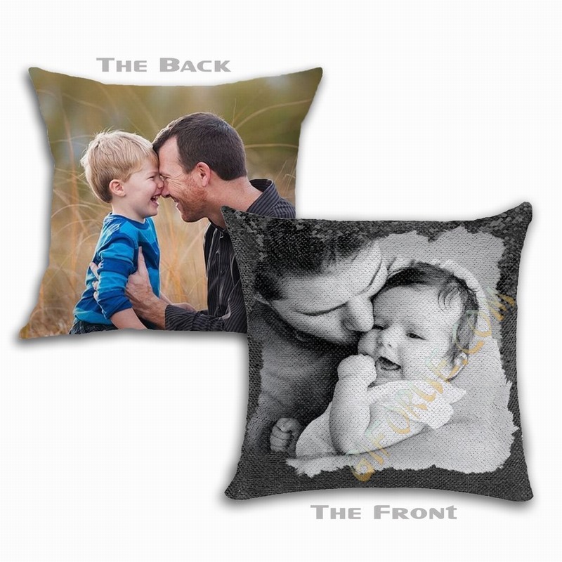 Best Personalised Double Sided Sequin Pillow Son Photo Gift - Click Image to Close