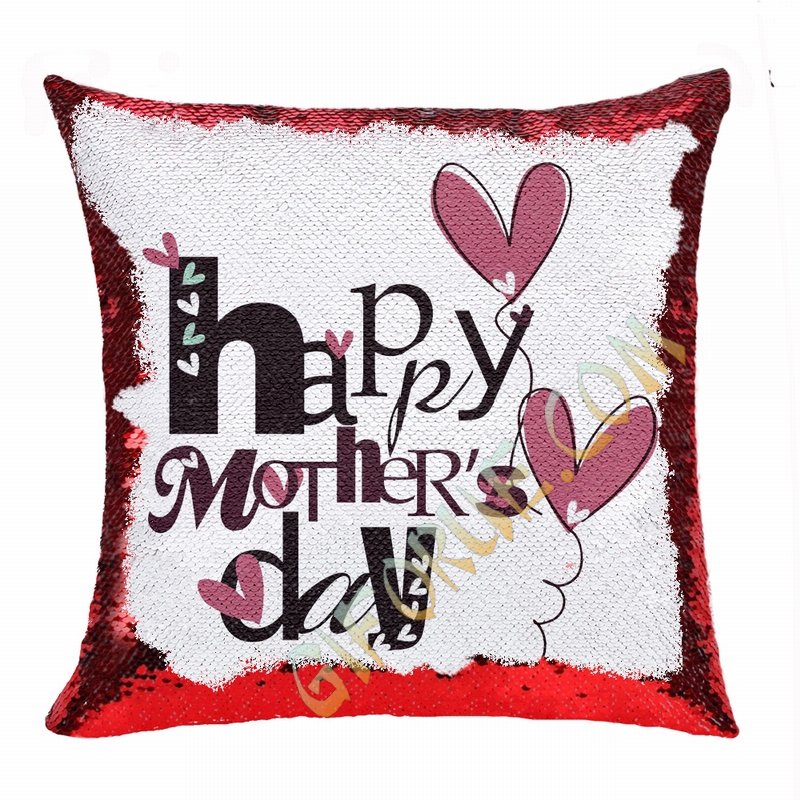 Creative Mother Day Gift Personalised Picture Sequin Cushion Cover - Click Image to Close